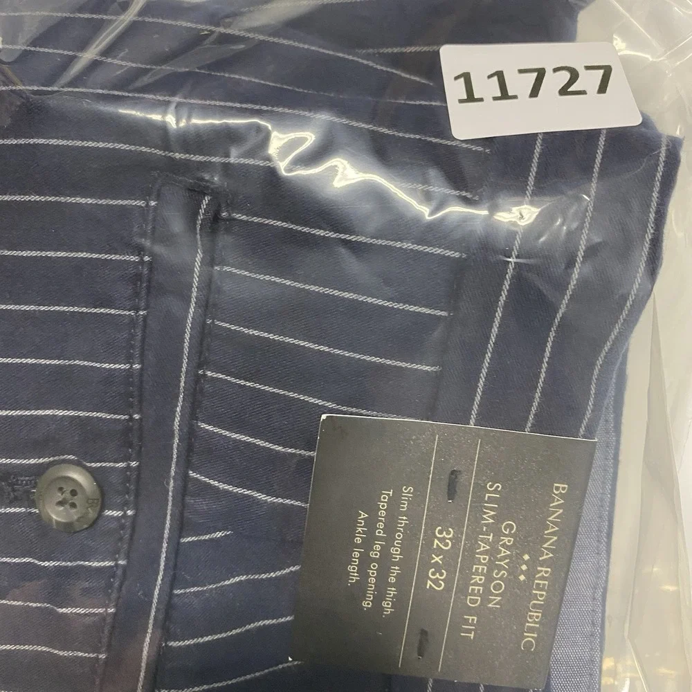 Banana Republic Pants Mens 32x32 Blue Chino Grayson Slim Tapered Fit Striped